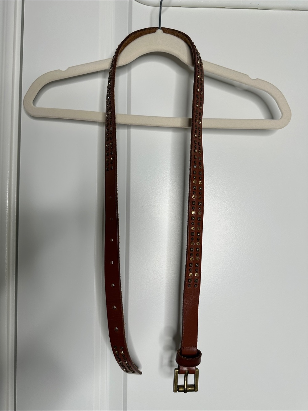 Brown/Cognac Studded Belt Boho Western Y2K Brass Hardware